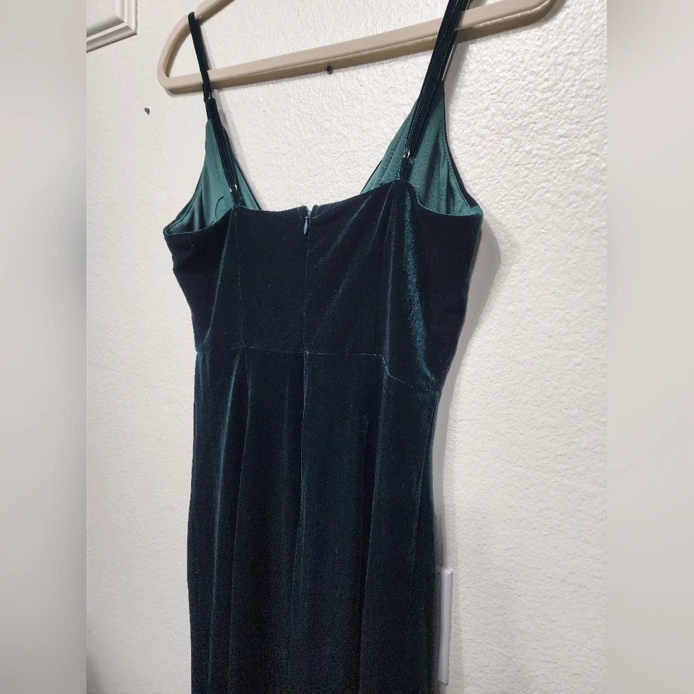 Lulus Graceful Glamour Emerald Green Velvet Surplice Maxi Dress Wedding Party - Picture 9 of 10